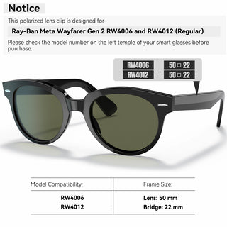 4Pcs Polarized Clip for Ray-Ban Meta Wayfarer & Gen 2 (RW4006/RW4012 Standard 50-22)