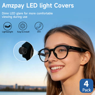 4 PC LED Light Blocking Covers for Ray-Ban Meta All Series Smart Glasses Gen1 Gen2 Black