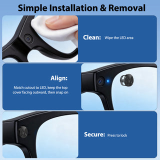 4 PC LED Light Blocking Covers for Ray-Ban Meta All Series Smart Glasses Gen1 Gen2 Black