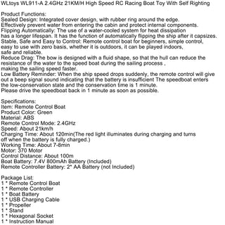 WLtoys WL911-A 2.4GHz 21KM/H High Speed RC Racing Boat Toy With Self Righting