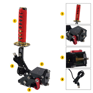 14Bit PC USB3.0 SIM Handbrake Sword Hilt for Racing Games Steering Wheel Stand