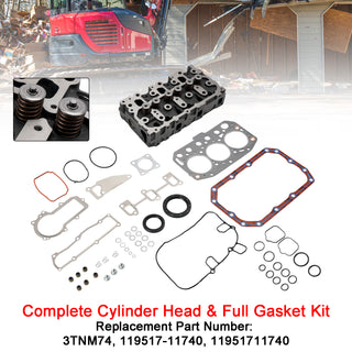 3TNV70 Cylinder Head+Gasket Kit For Yanmar Engine For John Deere Gator XUV 850D