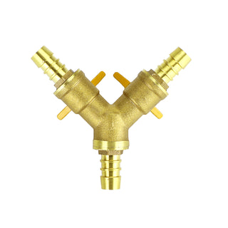 3 Way Shut Off Ball Valve 3/8" ID Hose Barb 2 Switch Brass Y Shaped Valve