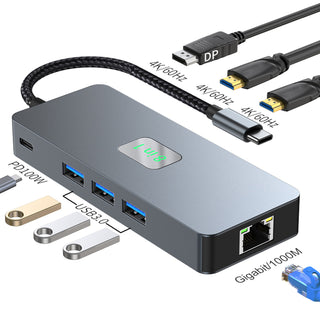 8 in 1 TYPE-C to RJ45 Gigabit USB 3.0 HDMI DP PD100W for MacBook iPad Pro 15