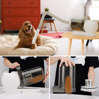 Dog Vacuum Brush for Shedding Grooming 1.5L Grooming Tools for Dogs Cats Pets 5 In 1 Pet Grooming Kit Vacuum Suction Professional Pet Hair Clipper