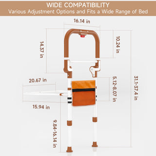 Bed Assist Rail w/ Non-Slip Handle & Storage Pouch Fits 350 LBS Bed Rails