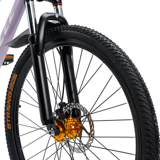 26-Inch 27-Speed Mountain Bike – Adult MTB with Dual Disc Brakes & Suspension Fork, Purple