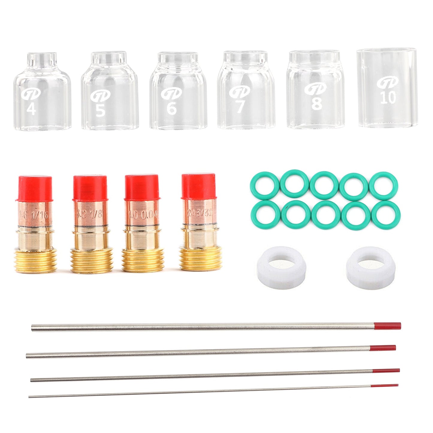 30Pcs TIG Welding Stubby Gas Lens Pyrex Cup Kit Fits For Tig WP-17/18/26 Torch Generic