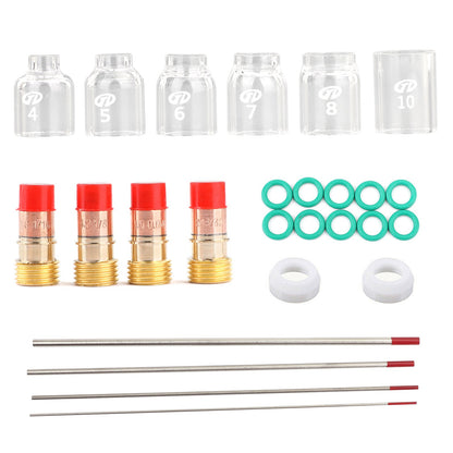 30Pcs TIG Welding Stubby Gas Lens Pyrex Cup Kit Fits For Tig WP-17/18/26 Torch Generic