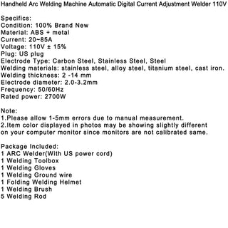 Handheld Arc Welding Machine Automatic Digital Current Adjustment Welder 110V