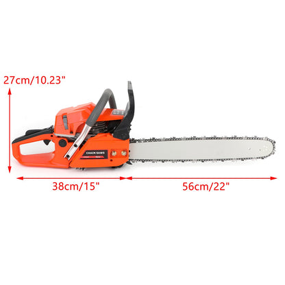 52cc Chainsaw 22inches Bar Powered Engine 2 Cycle Gasoline Chain Saw Orange