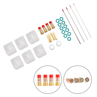 30Pcs TIG Welding Stubby Gas Lens  Cup Kit Fits For Tig WP-17/18/26 Torch