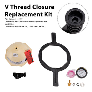 154697 Tan V Thread Closure Replacement Kit For Pentair Triton II Pool and Spa Sand Filter