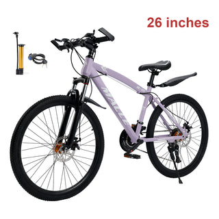 26-Inch 27-Speed Mountain Bike – Adult MTB with Dual Disc Brakes & Suspension Fork, Purple