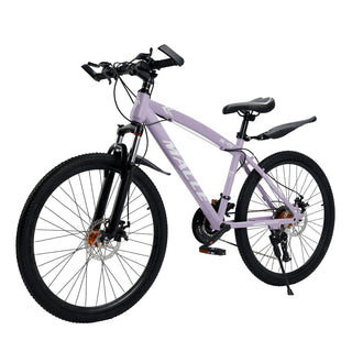 26-Inch 27-Speed Mountain Bike – Adult MTB with Dual Disc Brakes & Suspension Fork, Purple