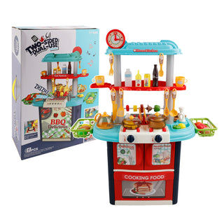 Plastic Tableware Kitchen Set With Sound, Light And Spray Function Kid Toy Blue