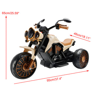 3 Wheel Kids Ride On Motorcycle Electric Dual Drive Toy Car With LED Light Brown