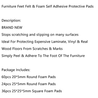 Felt Furniture Pads-Heavy Duty Self Stick-No Scratch Set of 120