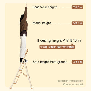 4-Step Folding Ladder with Handrails – Anti-Slip, 330 lbs Capacity