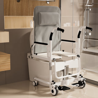 4-in-1 Patient Lift Wheelchair with Potty & Reclining Bed Function