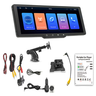 10.26" Screen Portable Wireless Carplay Car Bluetooth MP5 Player + 4 LED Camera