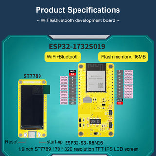 ESP32-S3 1.9" Screen Development Board Wifi+Bluetooth 170*320 Display TFT Module