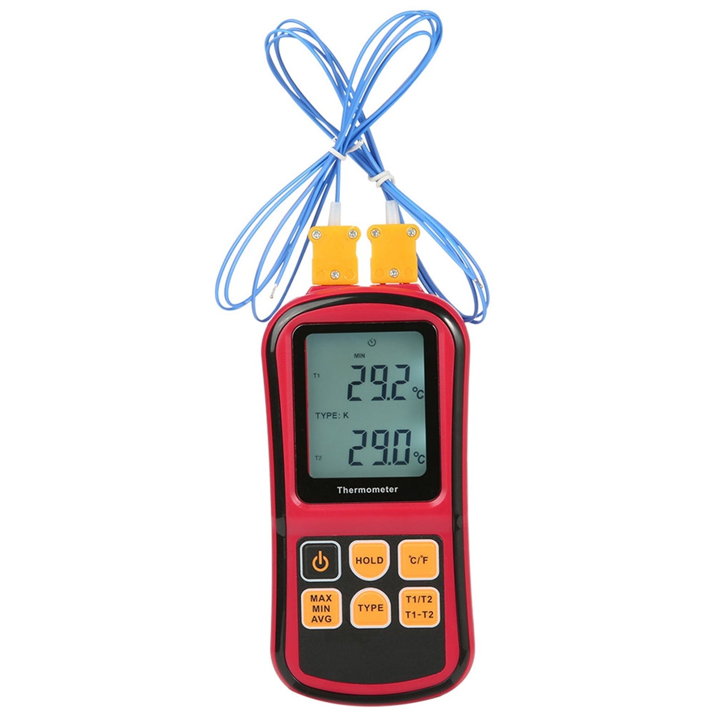 Digital Dual Channel Thermometer With 2 K-Type Thermocouple Sensor Tester Generic