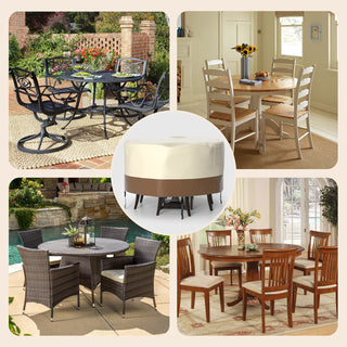 Topteng 420D Circular Waterproof Patio Furniture Cover for Outdoor Table and Chairs