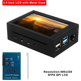 Armor 3.5 inch Display Case + LCD Screen Fit for Raspberry Pi 4 Aluminum Alloy
