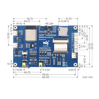 4.3" Capacitive Touch Screen LX7 Dual-Core Display ESP32-S3 Development Board
