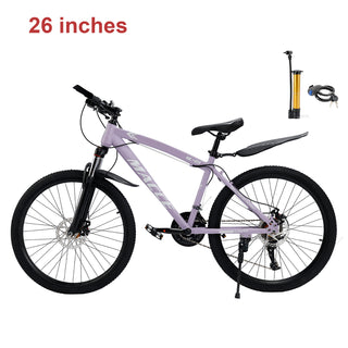 26-Inch 27-Speed Mountain Bike – Adult MTB with Dual Disc Brakes & Suspension Fork, Purple