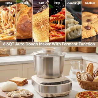 Electric Dough Mixer 7.4qt Large Capacity Electric Dough Maker with Ferment Function For Baking Bread Dough&Pizza Dough 304 Stainless Steel Kitchen Stand Mixer