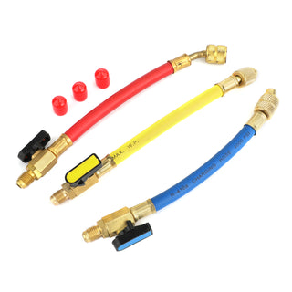 3Pcs 1/4" & 5/16" SAE Manifold Gauge A/C Refrigeration Charging Hoses