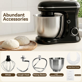 5.5Qt Stand Mixer 3-In-1 Kitchen Mixer with Flat Beater Balloon Whisk Electric dough mixers are suitable for home use. Dough Hook