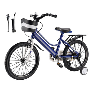 16" Kids Bike for Boys and Girls with auxiliary wheels & Rack Dark Blue