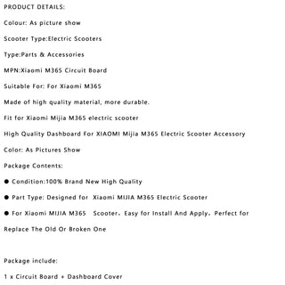 Bluetooth Board & Dashboard Cover Replacement Xiaomi M365