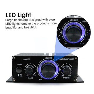 2*200W Hi-Fi Auto Stereo 12V Car Audio Amplifier MP3 Radio Booster LED Design