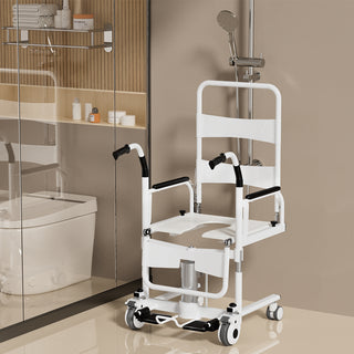 4-in-1 Patient Lift Wheelchair with Potty & Reclining Bed Function