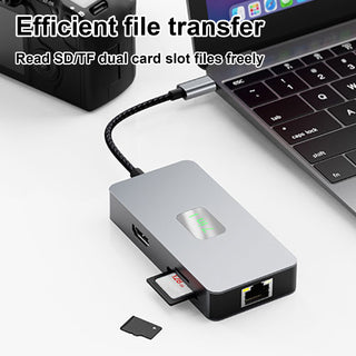 7 in 1 TYPE-CtoRJ45 2.5G 10G USB3.2 HDMI PD100W SD TF Interface Hub for MacBook