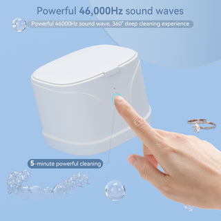 Ultrasonic Jewelry &amp; Retainer Cleaner, 46 kHz, 5‑Min Timer, 220 ml SUS304