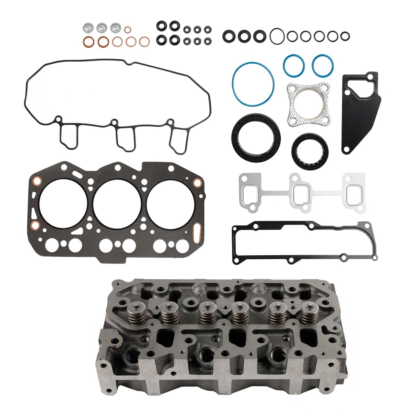 Complete Cylinder Head & Full Gasket Kit Compatible With Yanmar 3TNV76 Engine Generic