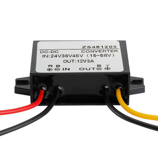 Waterproof Buck Step Down Converter DC24V 36V 48V to DC12V 3A Car Power Module