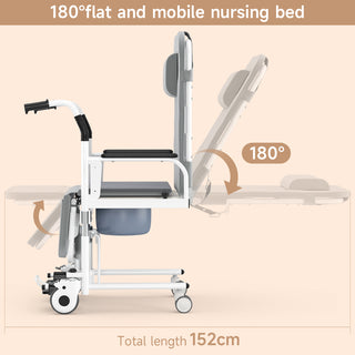 4-in-1 Patient Lift Wheelchair with Potty & Reclining Bed Function