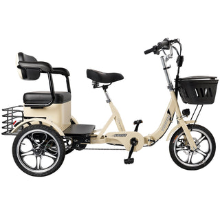 400W 48V 12A Electric Folding Tricycle Adult White Rear Seat