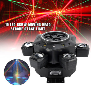 10 LED RGBW Moving Head Strobe Light Laser Stage Lighting Beam DMX Disco DJ