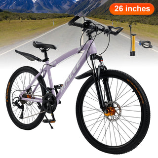 26-Inch 27-Speed Mountain Bike – Adult MTB with Dual Disc Brakes & Suspension Fork, Purple