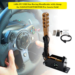 14Bit PC USB Sim Racing Handbrake with clamp for G25/G27/G29/T300/T500 For Asseto Gold