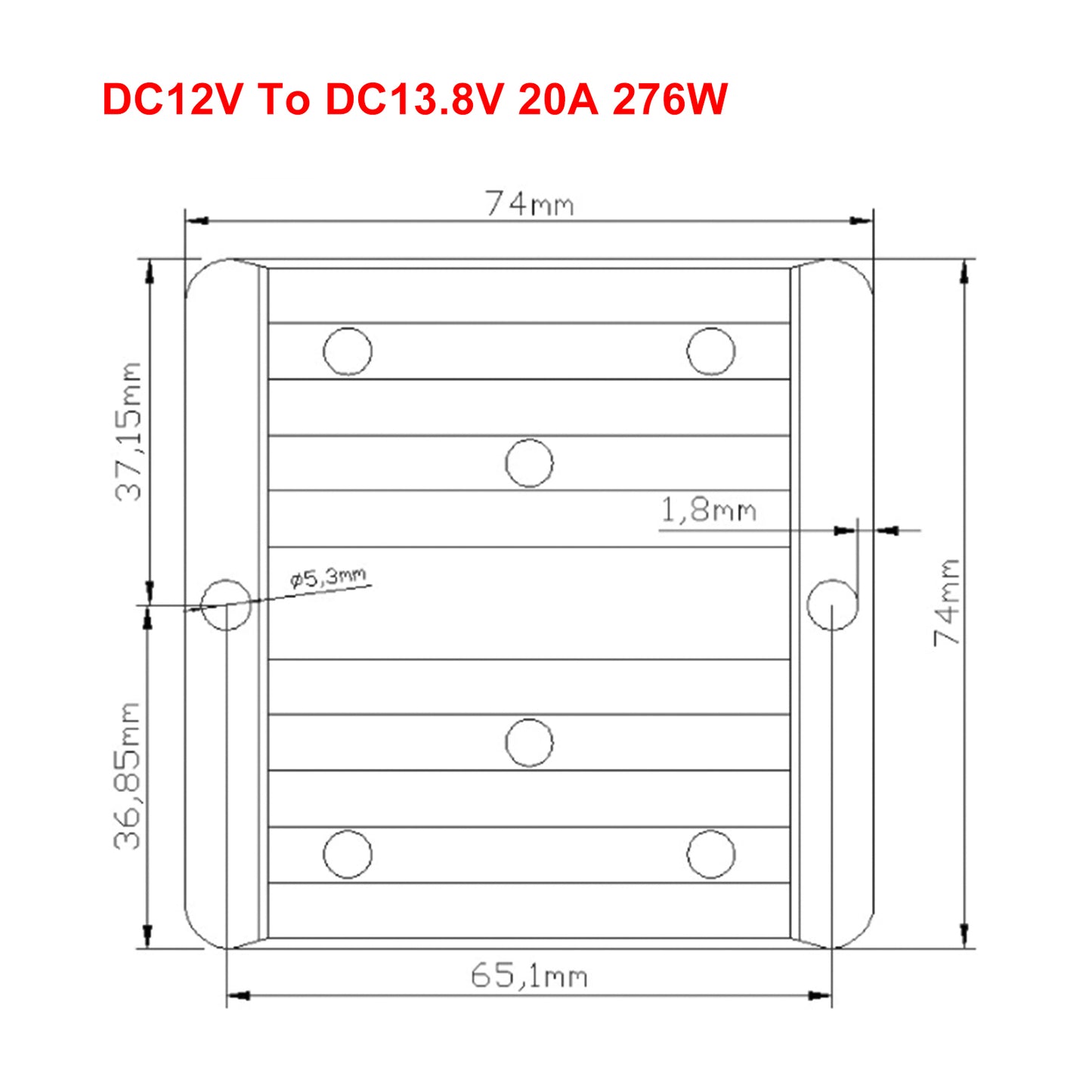 Waterproof DC 12V to 13.8V 20A 276W Step-Up Power Supply Converter Regulator Generic