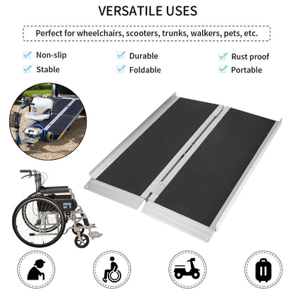 3FT Portable Wheelchair Ramp Non Skid Aluminum Foldable Mobility Scooter Ramp