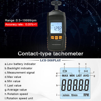 GM8906 Portable Digital Contact Motor Tachometer LCD Speedometer Tach RPM Tester Generic